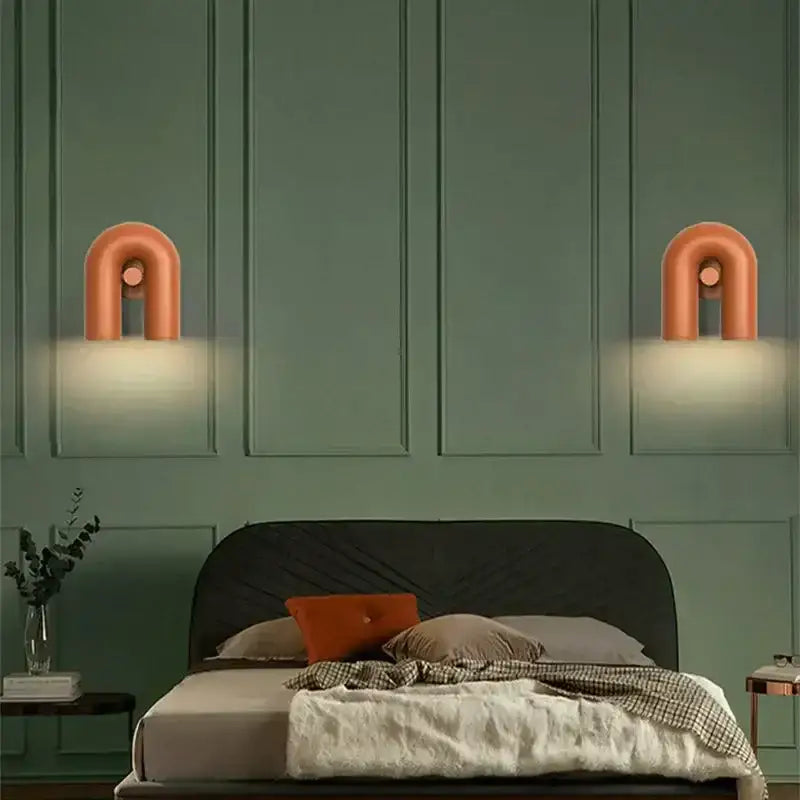 Modern blue u-shaped wall sconce reading lamp bedroom hook