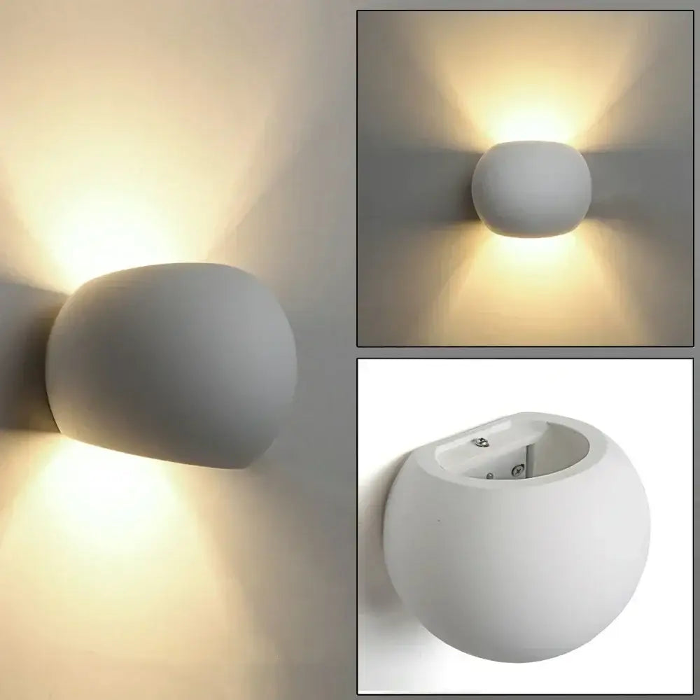 Modern white sphere led gypsum wall sconce bedroom warm light
