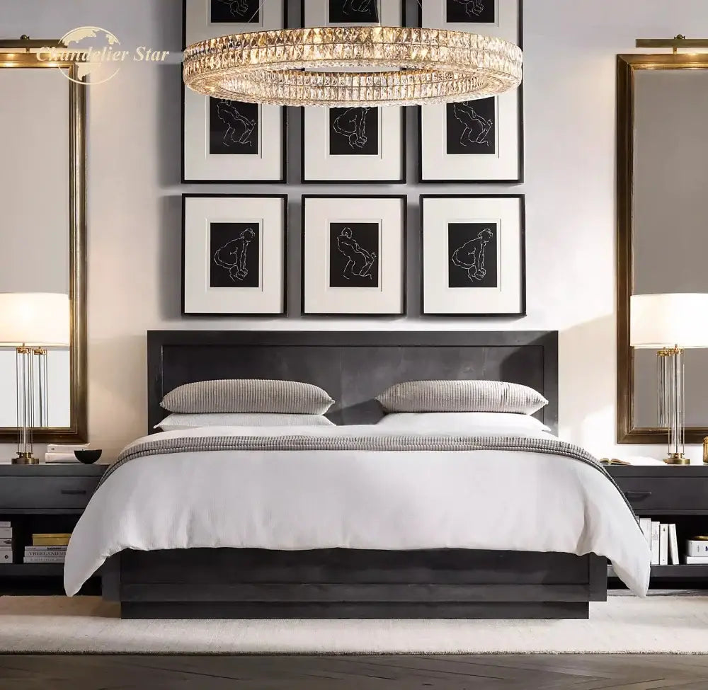 Modern led halo crystal chandelier for dining room