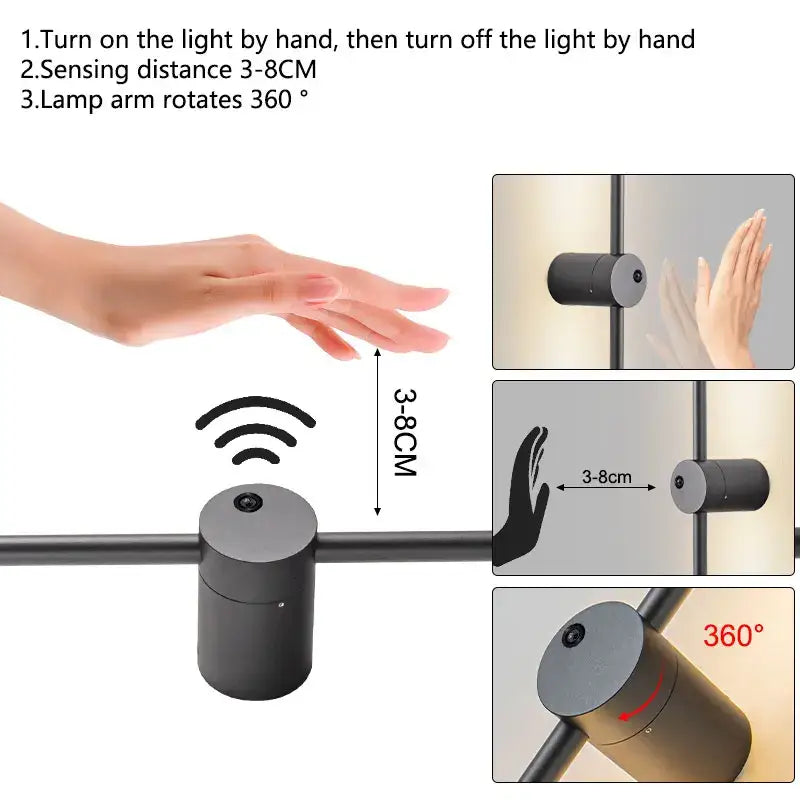 Modern minimalist led hand induction wall light bedroom fixture