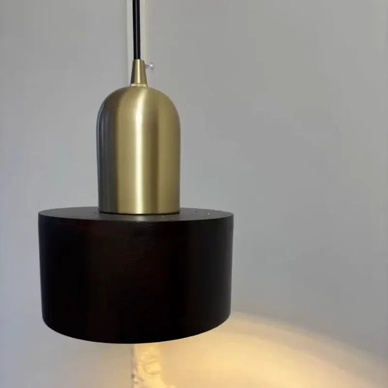 Decorbites led hanging lamp brass & walnut wood dining room pendant