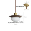 Decorbites led hanging lamp brass & walnut wood dining room pendant