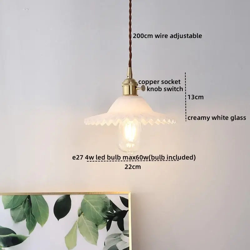 Modern brass and glass decorbites led hanging lamp bedroom light