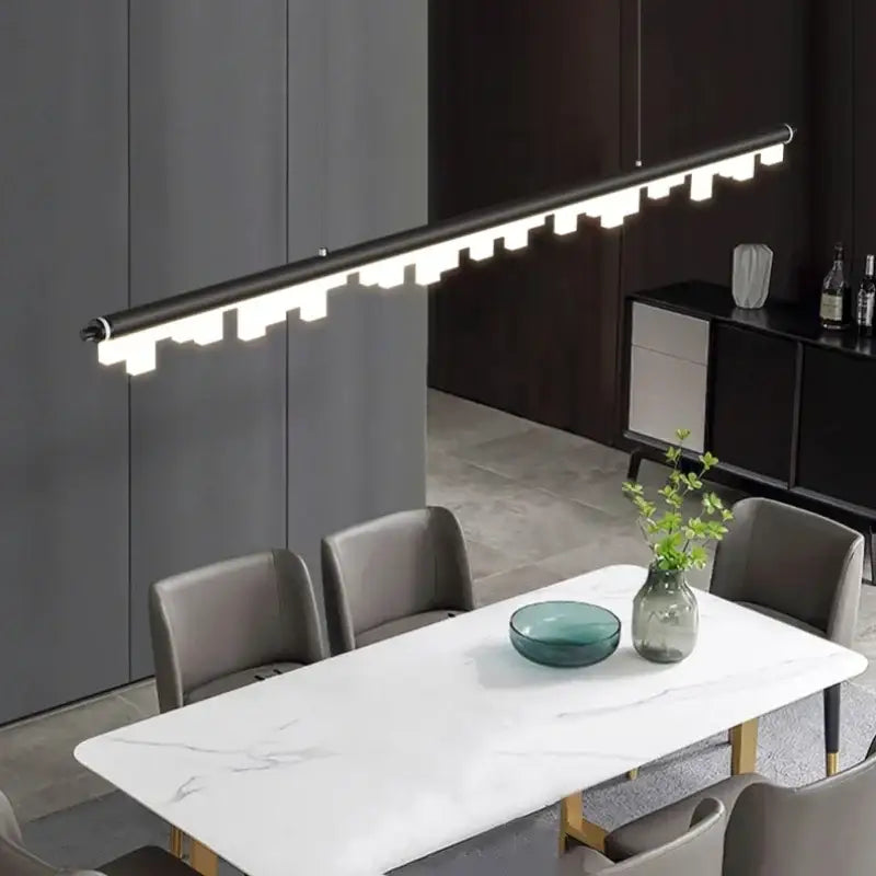 Modern gold linear led hanging lamps for dining room