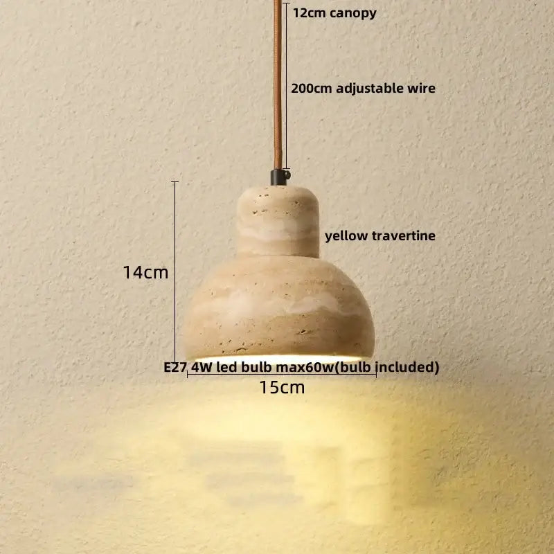 Yellow travertine led hanging light dining room pendant light