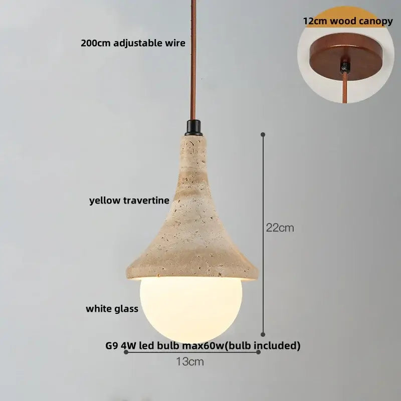 Yellow travertine led hanging light dining room pendant light