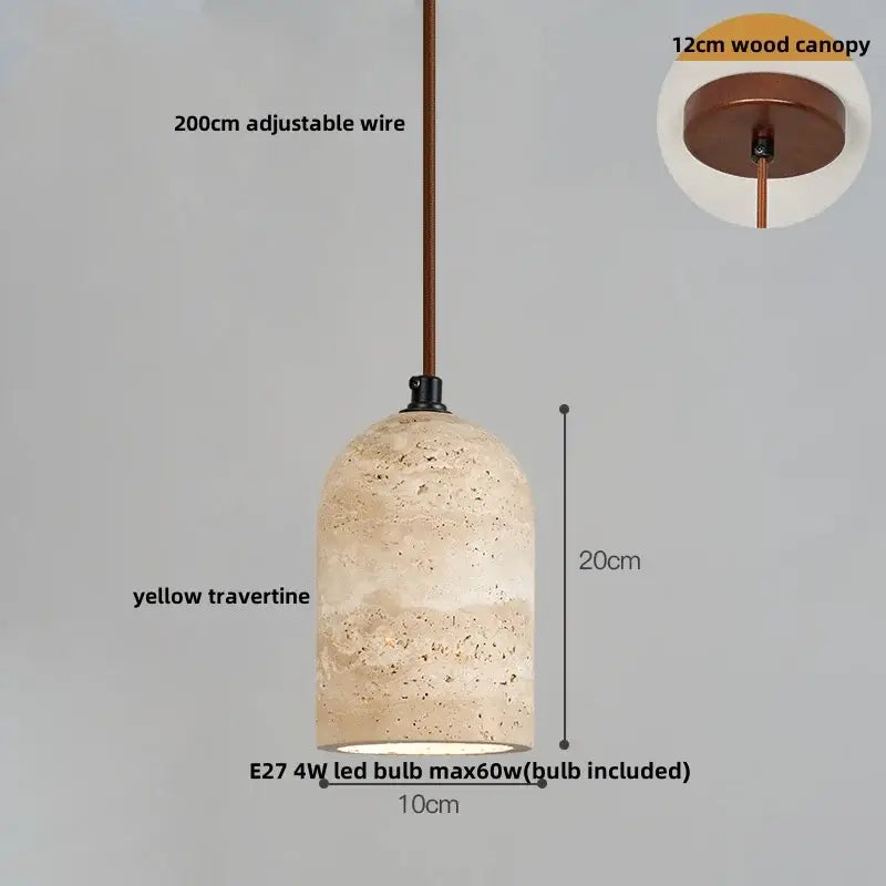 Yellow travertine led hanging light dining room pendant light