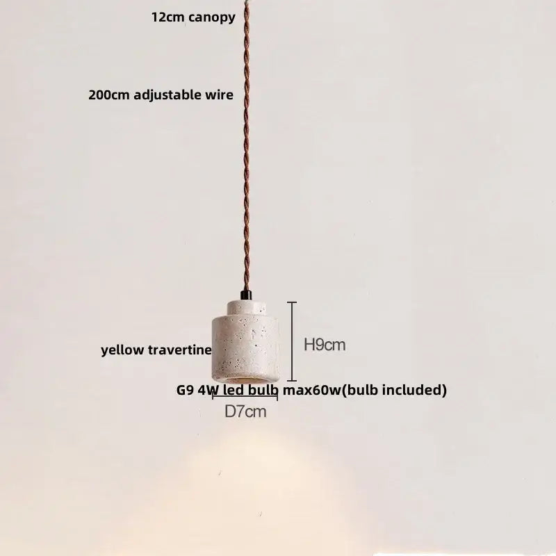 Yellow travertine led hanging light dining room pendant light