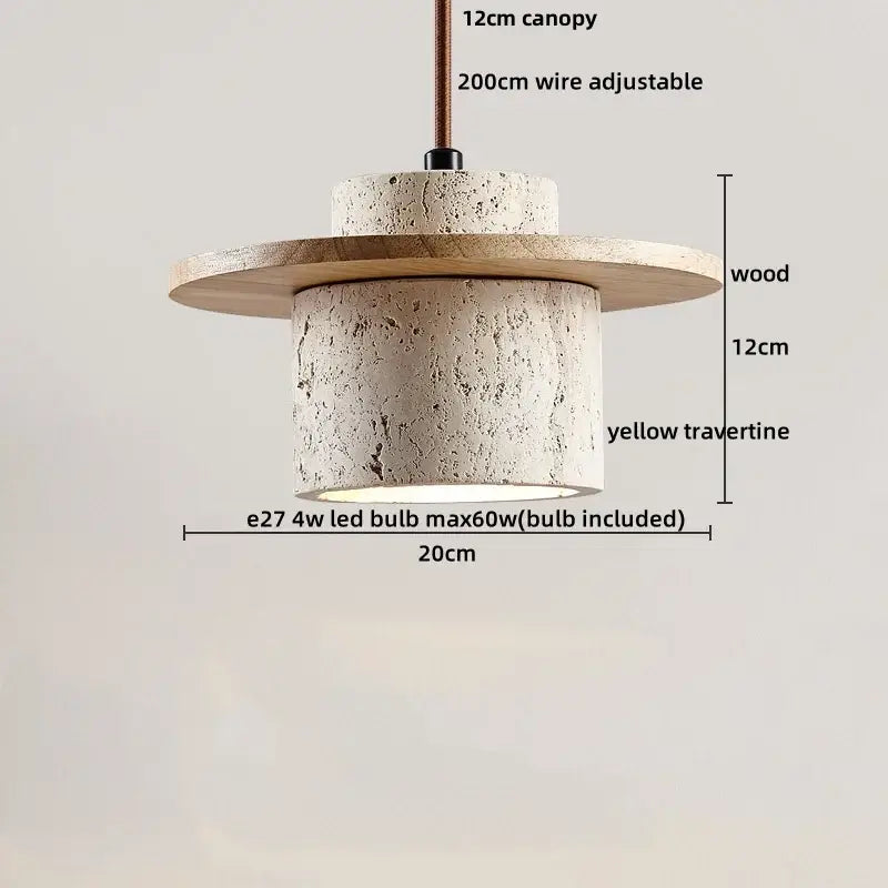 Yellow travertine led hanging light dining room pendant light