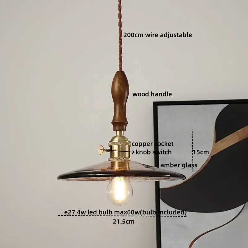 Modern hand blown glass led hanging light bronze bedroom pendant