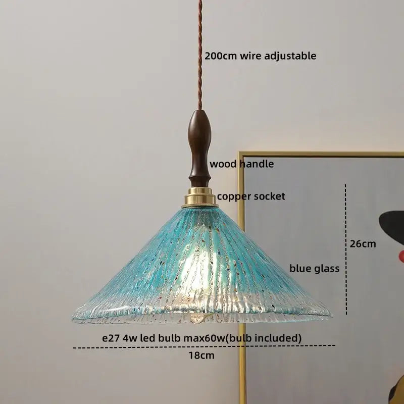 Modern hand blown glass led hanging light bronze bedroom pendant