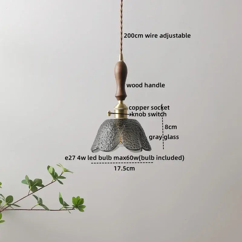 Modern hand blown glass led hanging light bronze bedroom pendant