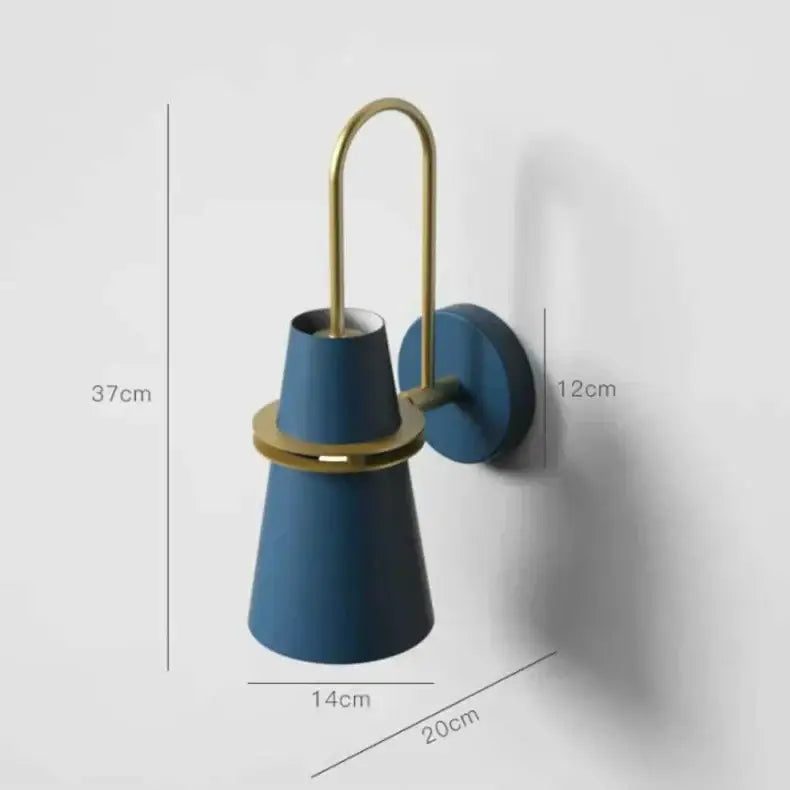 Modern black and brass led horn wall lamp for bedroom warm light