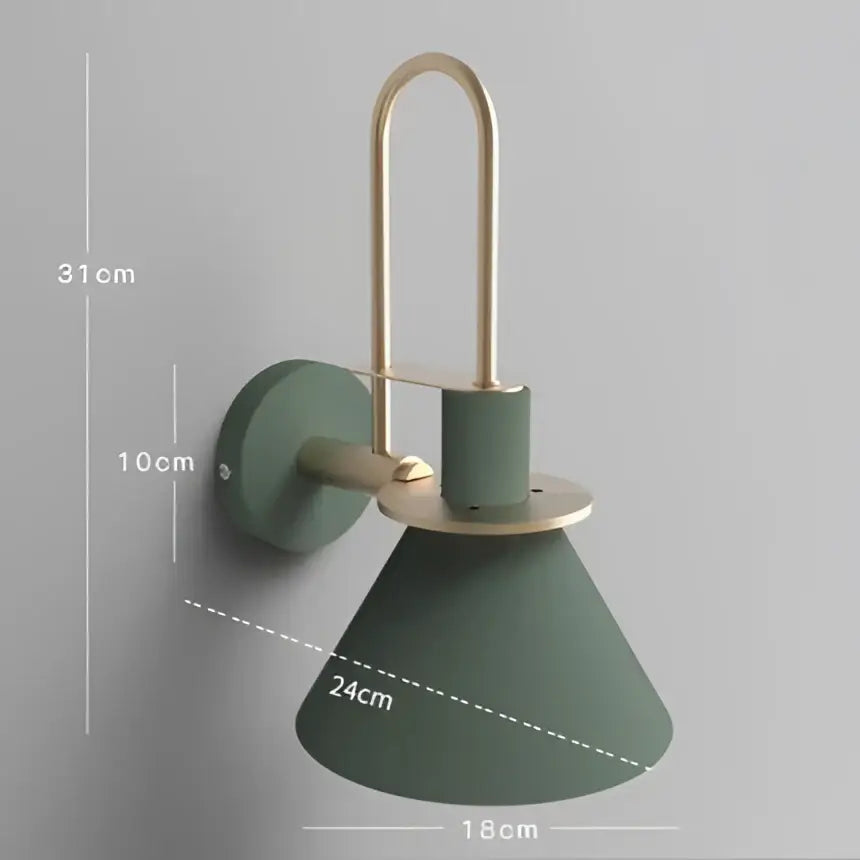 Modern black and brass led horn wall lamp for bedroom warm light