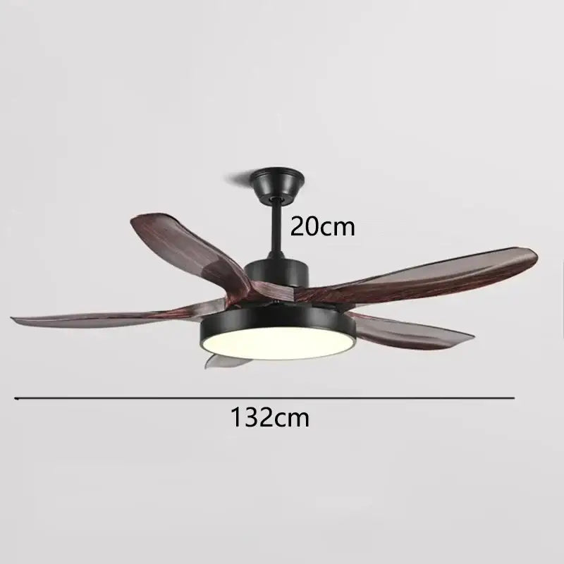 Modern black and dark wood ceiling fan lights living room