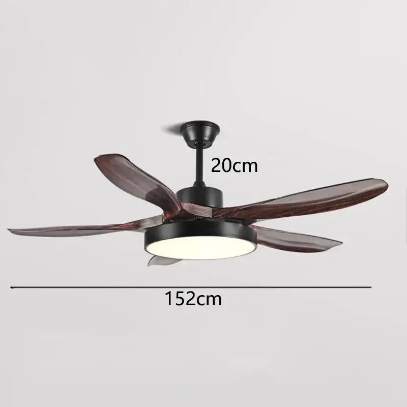 Modern black and dark wood ceiling fan lights living room