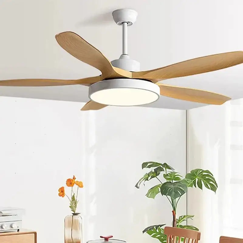 Modern black and dark wood ceiling fan lights living room