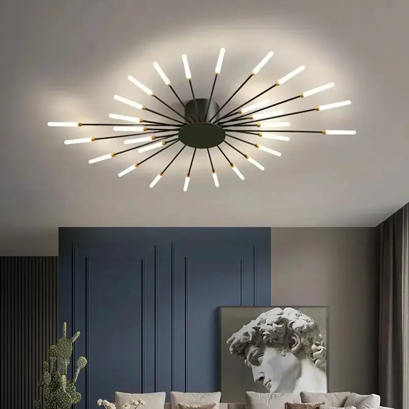 Modern gold starburst led indoor ceiling light for bedroom