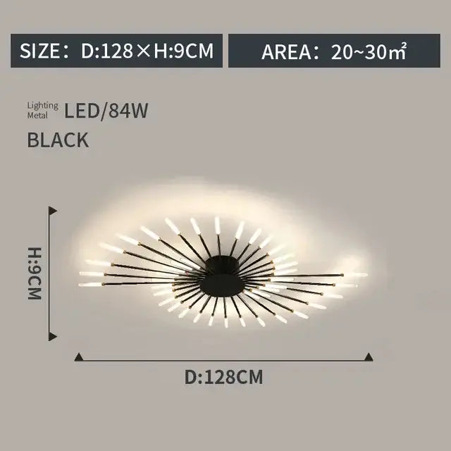 Modern gold starburst led indoor ceiling light for bedroom