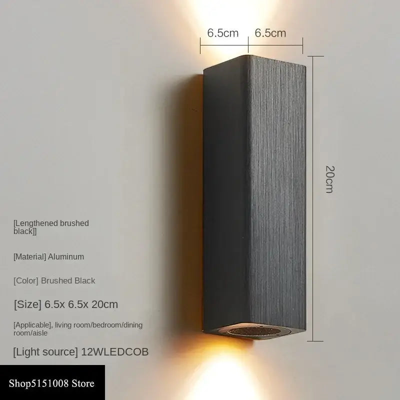 Modern wood and metal indoor wall lamp bedroom sconce