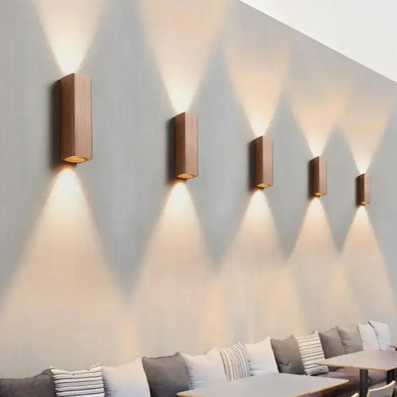 Modern wood and metal indoor wall lamp bedroom sconce