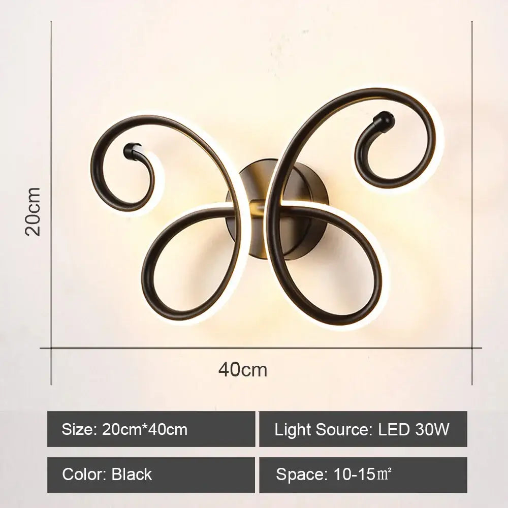 Modern black & white led indoor wall light for bedroom decor