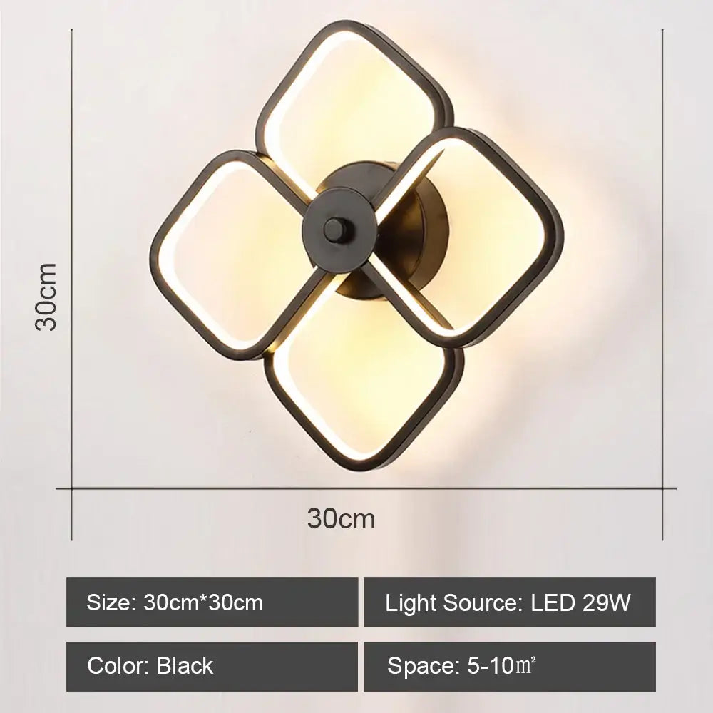 Modern black & white led indoor wall light for bedroom decor