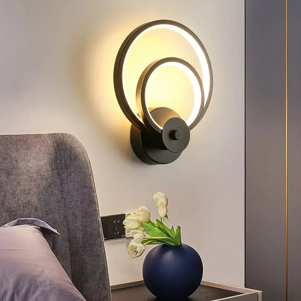Modern black & white led indoor wall light for bedroom decor