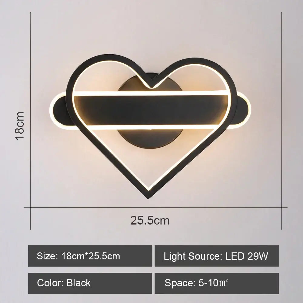 Modern black & white led indoor wall light for bedroom decor