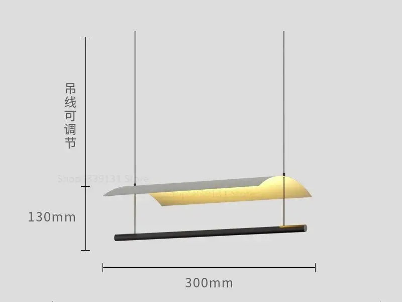 Modern black led iron art chandelier – office minimalist light