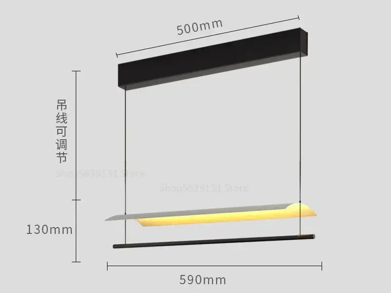 Modern black led iron art chandelier – office minimalist light