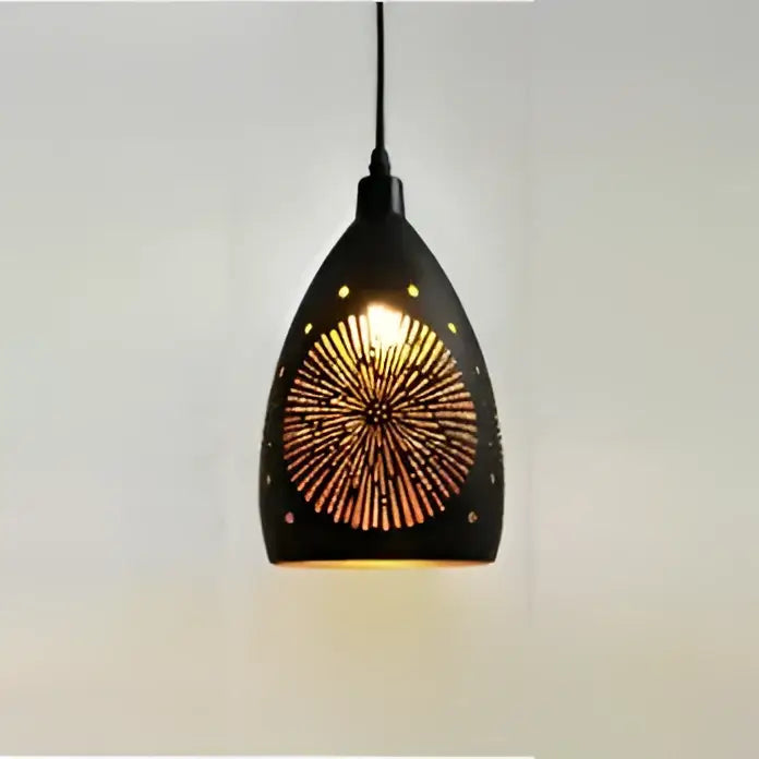 Modern black and gold iron cage pendant light dining room