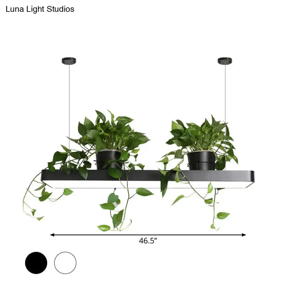 Modern rectangular black & white led island light kitchen plant pendant
