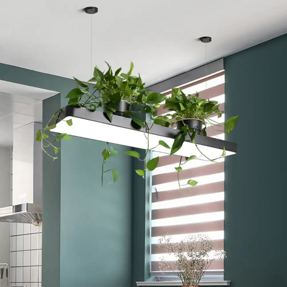 Modern rectangular black & white led island light kitchen plant pendant