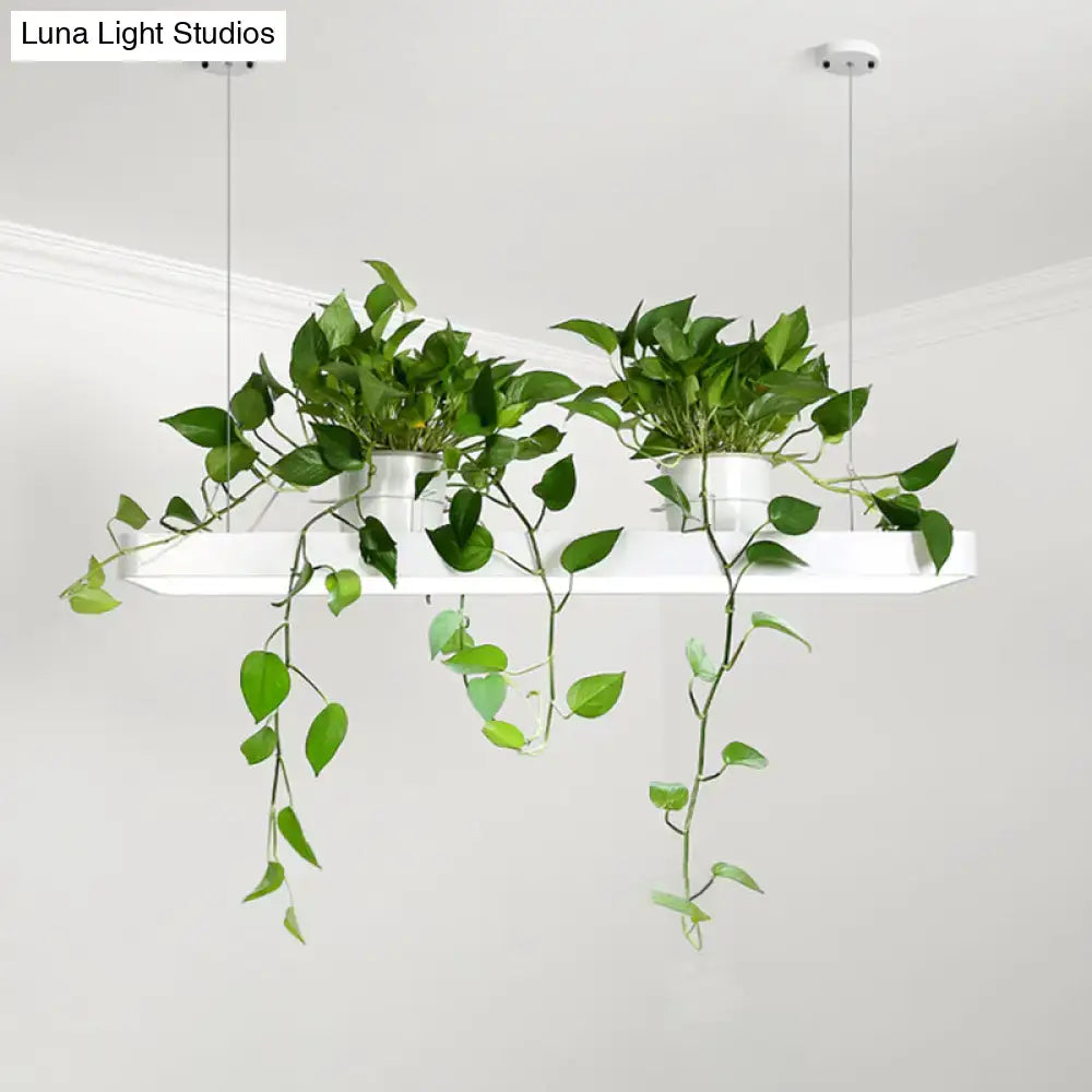 Modern rectangular black & white led island light kitchen plant pendant