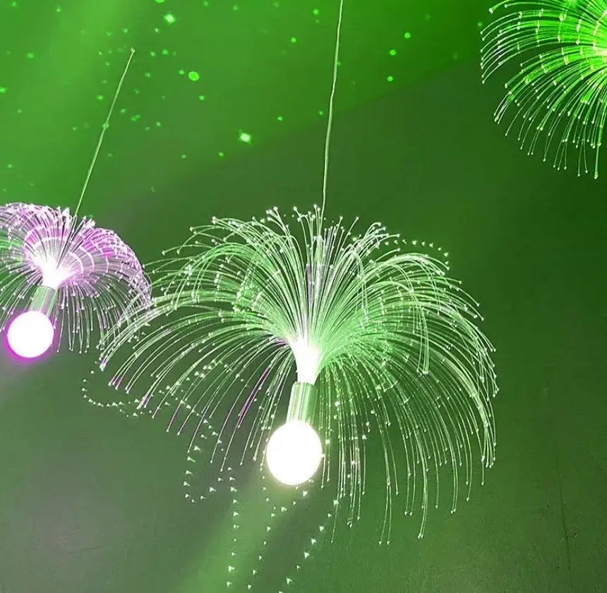 Fiber optic led jellyfish lights blue yellow & white party decor