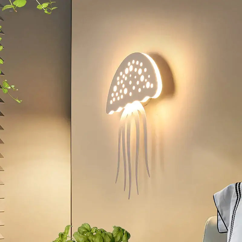 Modern white led jellyfish wall lamp bedroom sconce