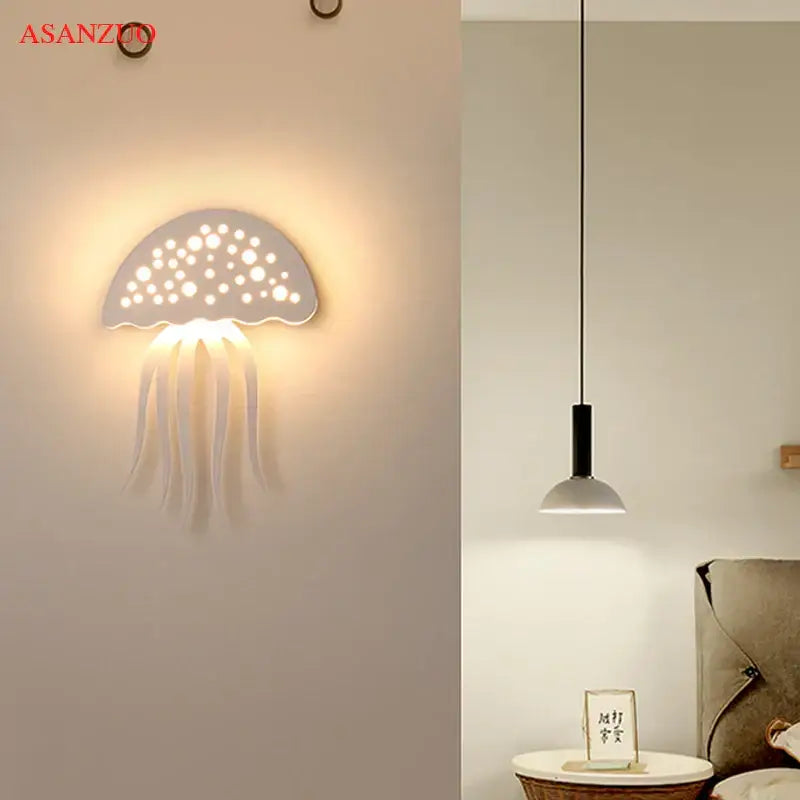 Modern led jellyfish wall sconce set for living room playful designs
