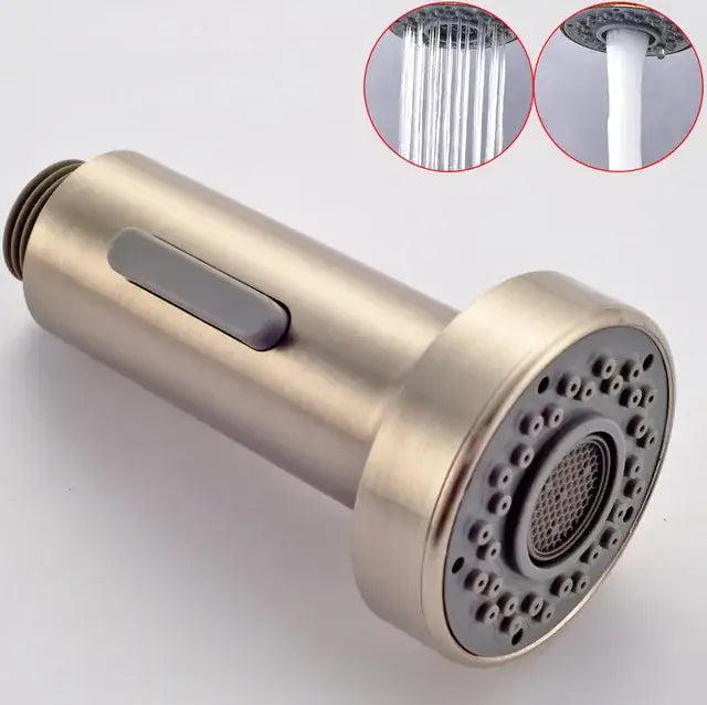 Modern gold led kitchen faucet spray head with teal nozzles