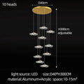 Modern led lotus leaf staircase chandelier for hotel lobby