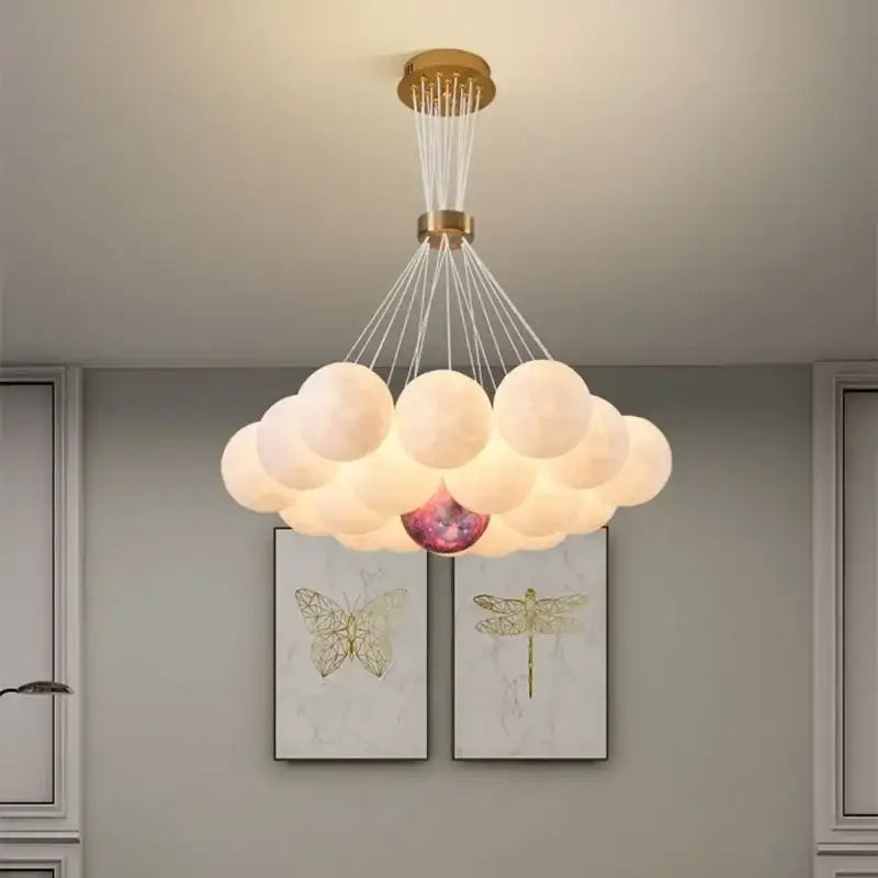 Decorbites led lunar ball cloud chandelier living room light