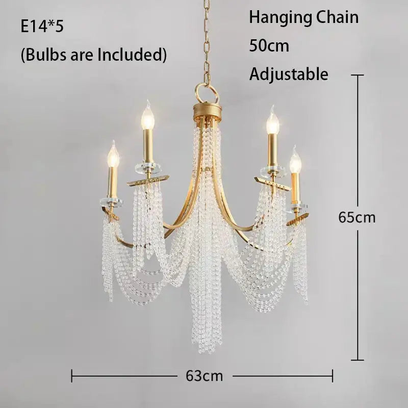 Classical vintage gold led lustres hanging chandelier dining room