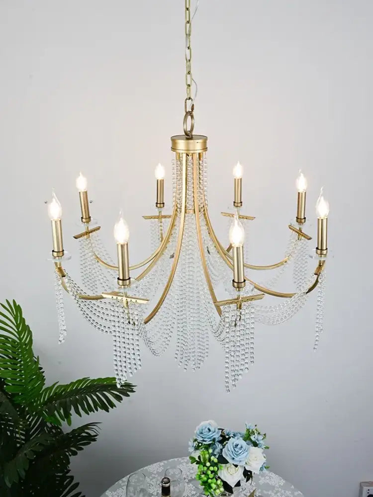 Classical vintage gold led lustres hanging chandelier dining room