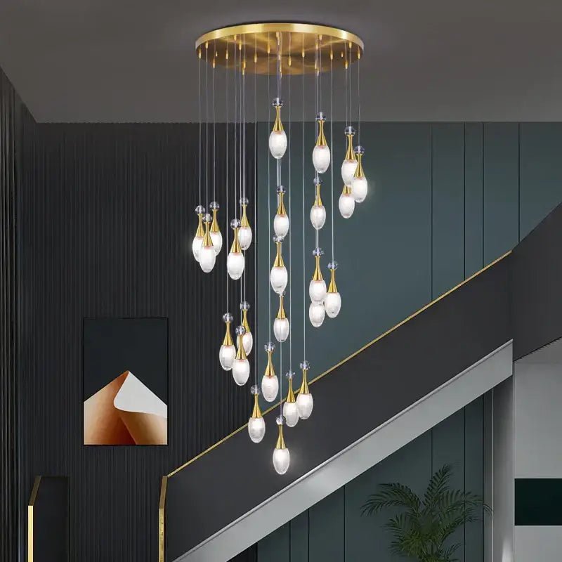 Modern gold teardrop led luxury chandelier for living room