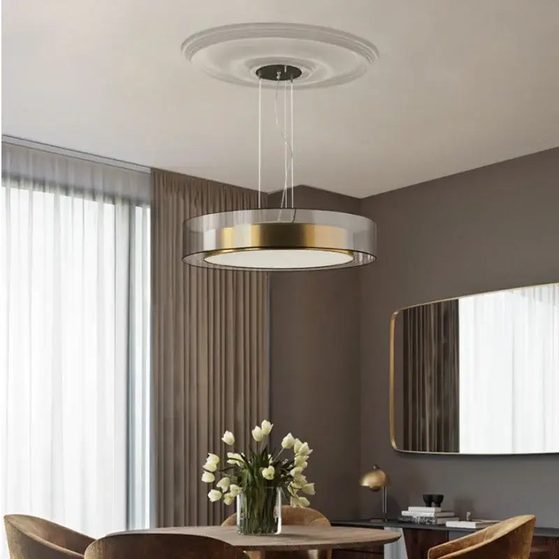 Modern led luxury chandelier circular glass pendant bedroom light