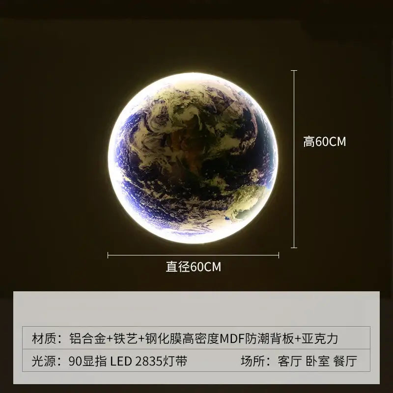 Realistic luxury earth wall lamp for living room art decor