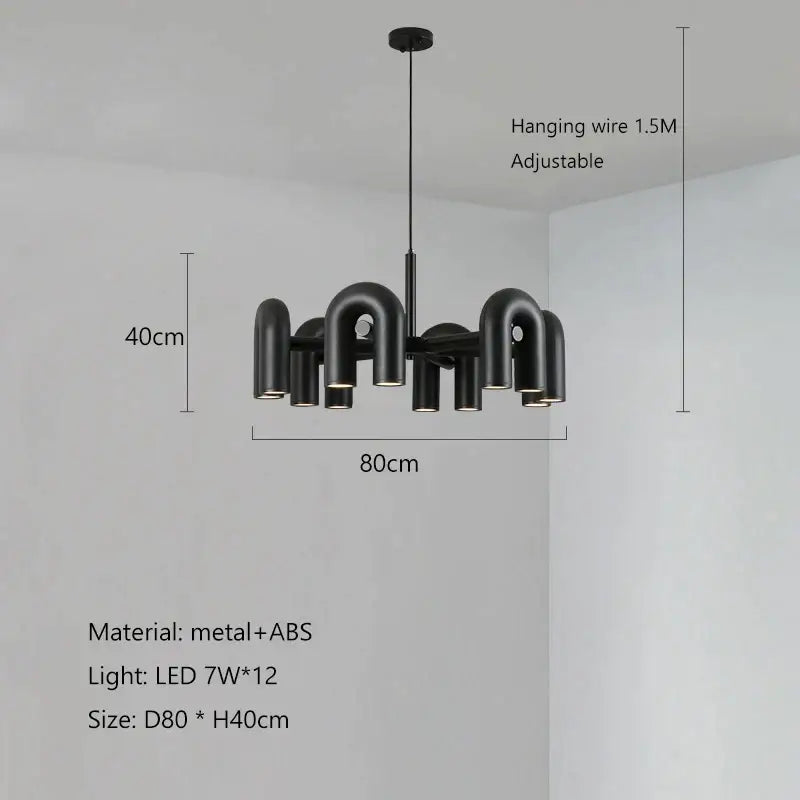 Modern gray led macaron pendant chandelier – dining room u shape light