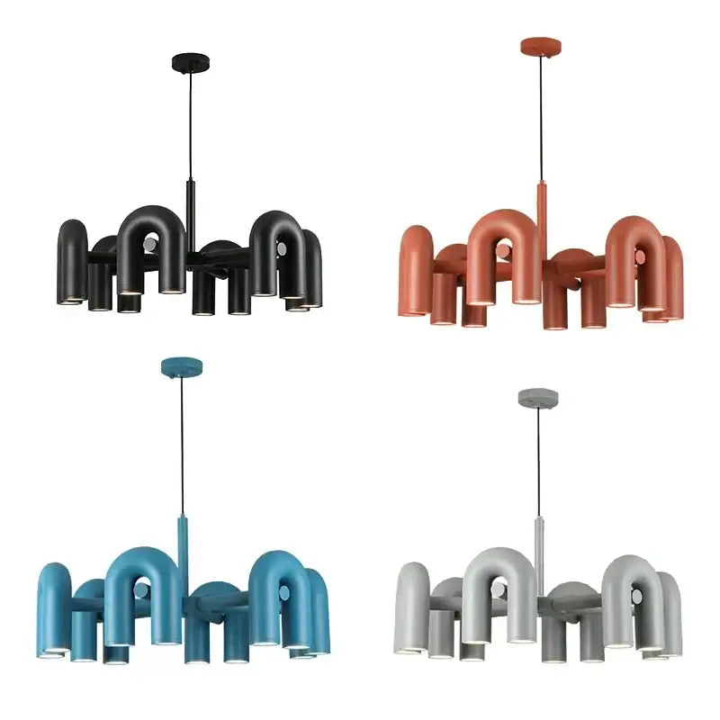 Modern gray led macaron pendant chandelier – dining room u shape light