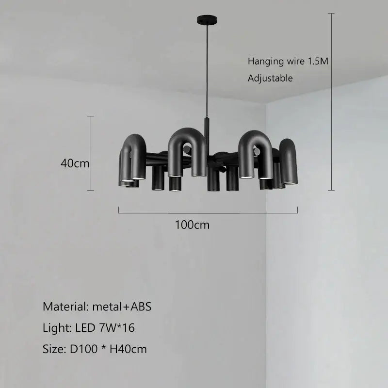 Modern gray led macaron pendant chandelier – dining room u shape light