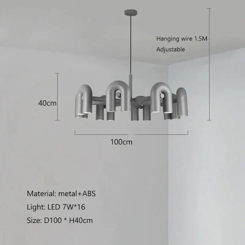 Modern gray led macaron pendant chandelier – dining room u shape light
